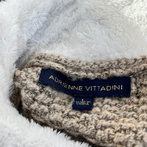 Adrienne Vittadini Sherpa Lined Cable Knit 1/4 Zip Sweater Small - Picture 5 of 6